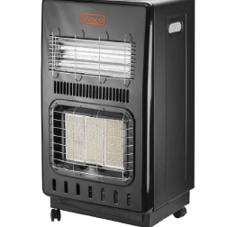 VINCO 71416 Stufa a Gas GPL VENTILATA + ELETTRICA , 2 in 1, 4200W + 1200W, 3 Potenze con Accensione Piezo Elettrica Dispositivo di Sicurezza e Controllo Fiamma e Livello Ossigeno,Nero